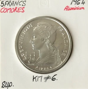 COMORES - 5 FRANCS (1964) Pièce de Monnaie en Aluminium // Qualité : SUP - Picture 1 of 2