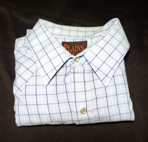 Camicia vintage Plains Pearl Snap uomo L blu chiaro manica corta - Foto 1 di 4