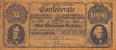 CSA $1000  5.28.1861  Facsimile / Copy on Antique Paper Qash15 - Image 1 of 2
