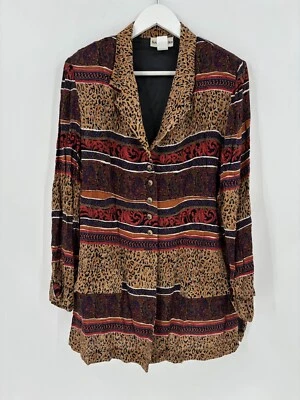 Chaqueta Blazer Norton McNaughton Vintage Mujer 12 Marrón Rojo Estampado Animal Leopardo Foto 1 de 4