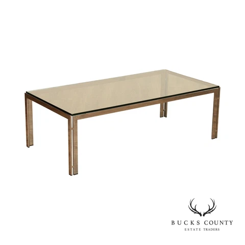 Modern Chrome and Glass Rectangular Coffee Table Cover