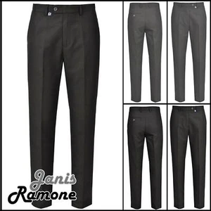 Senior Boys School Trousers Flat Front Waist Adjuster Teflon Uniform Pants 24-40 - Picture 1 of 15