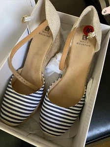 White Mountain 'Mamba' Espadrille Mary Jane Wedge Heel D'orsay Shoes Womens 10M - Picture 1 of 1