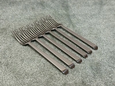 6 Cutipol Portugal Stainless Flatware Glossy ERGO Dessert Salad Forks 6 3/4" - Image 1 of 4