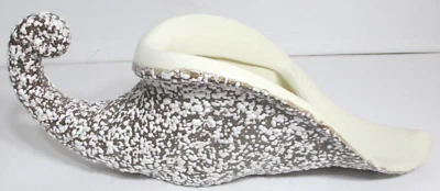 Vintage Royal Haeger Pottery Cornucopia Bowl Planter White Splatter on Taupe - Image 1 of 4