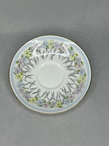 VINTAGE SALSBURY CROWN CHINA SAUCER MADE IN ENGLAND PASTEL FLORAL EASTER - Picture 1 of 3