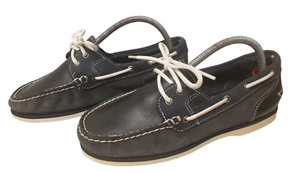 Women's Timberland 2 Eye Navy Navy Blue Leather Boat Deck Shoes UK 6.5 - Picture 1 of 7