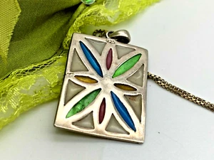 Vintage 925 Sterling Silver Mother Of Pearl Pendant 8.76g - Picture 1 of 12