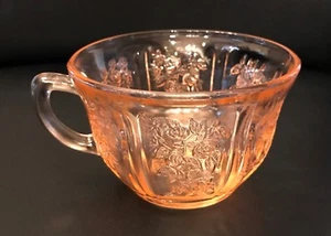 Six Sharon Cabbage Rose Pink Depression Glass Cups - Picture 1 of 1