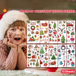 10Sheets Christmas Cartoon Pattern Tattoo Stickers Waterproof Temporary Tattoos - Picture 1 of 13