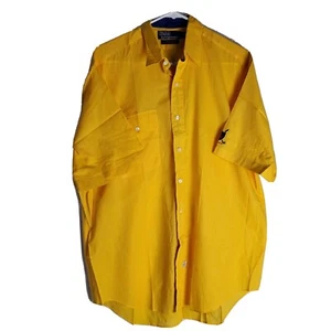 Vtg Polo Ralph Lauren Shirt Mens M Yellow Button Up Short Sleeve Crest Golf Logo - Picture 1 of 9