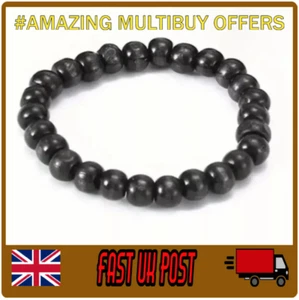 Wooden Bead Friendship Surfer Tribal Fashion Elastic Bracelet Gift - Black - Picture 1 of 7