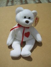 RETIRED Ty Beanie Baby White VALENTINO Bear 7 ERRORS MINT BROWN NOSE RARE