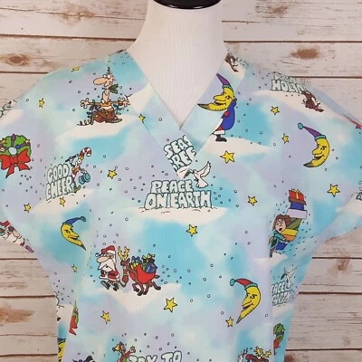 Blusa Médica Simply Basic Christmas Peace On Earth Foto 1 de 4