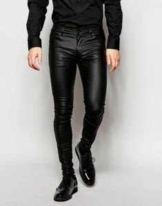 Men's Leather Pant 100% Genuine Leather Bikers Style Skinny Fit Motorcycle Pant - Picture 1 of 2