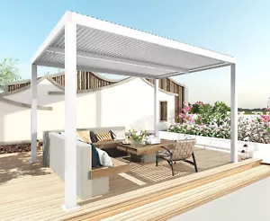 B-Ware Pergola MCW-L46, Lamellen-Pavillon, 11cm-Aluminium-Gestell, 3x3m weiß - Bild 1 von 7
