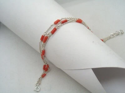 Braccialetto in Argento 925 con Corallo naturale rosso - Bracciale - Immagine 1 di 4