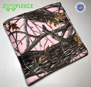 ZooFleece Decke Leinen Überwurf Quilt Rosa Camouflage 60X60" Winter Jagd Bäume - Bild 1 von 6