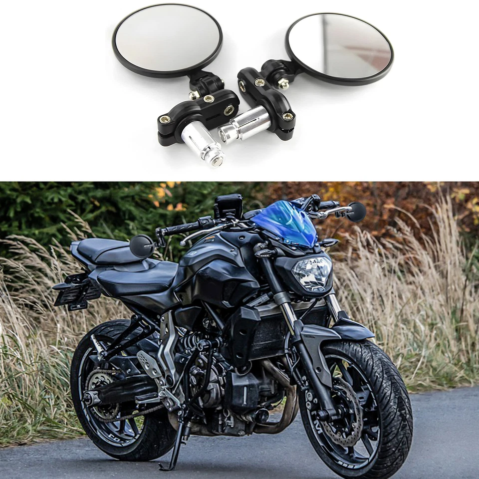 For Honda Suzuki Yamaha 3" Black Folding Motorcycle 7/8" Bar End Side Mirrors Foto 1 de 4