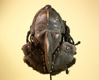 African Dan Mask Cowrie Shell Tribal Wood Cloth Art Liberia Vintage Decor-G5991