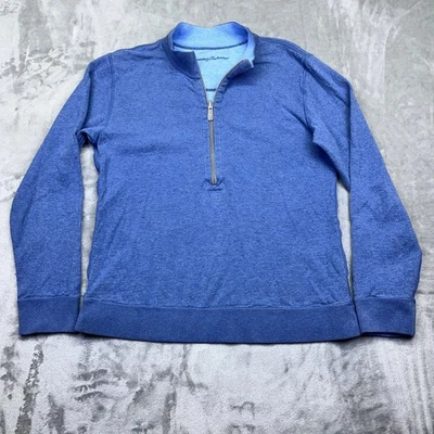 Tommy Bahama Quarter Zip Reversible Pullover Women's Top Blue Sweatshirt Sz S/M - Image 1 of 4