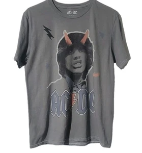 AC/DC Angus Young Gray Small Short Sleeve Crew Neck Tee - Picture 1 of 6