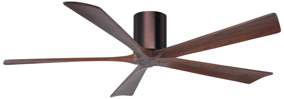 60" Matthews Irene-5H Bronze and Walnut Hugger Ceiling Fan with Remote - Image 1 of 1
