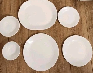 7pc Corelle Winter Frost White Dinner, Lunch. Bread Plate, Cereal, Fruit Bowl + - Picture 1 of 8