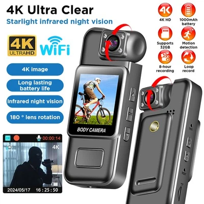 Ultra HD 4K WiFi Mini Camera Digital Video Recorder Police Body Cam DV Camcorder - Image 1 of 4