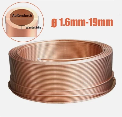 Kupferrohrring Weich Kupferrohr Ø 1.6mm bis 19mm Wasser Heizung Gas Kupfer Rohr - Bild 1 von 4