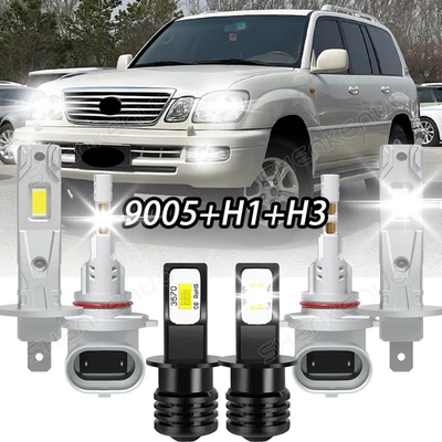 For Lexus LX470 1998-2007 9005+H1+H3 LED Headlight Fog Bulbs Combo 6000K 2PCS - Image 1 of 4