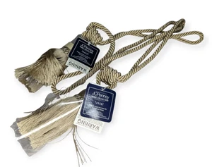 NWT JC Penney Home Collection Tassel Curtain Tie Back in Gray/Beige Color Set/2 - Picture 1 of 5
