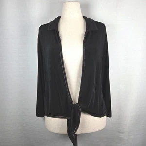 Chico's Travelers Black Tie Front Long Sleeve Topper Women's Size 3 (XL) Layer - Picture 1 of 7