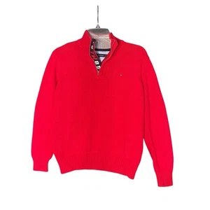 Tommy Hilfiger 109% Cotton Red  Sweater Boys Size Medium (12-14)  - Picture 1 of 7