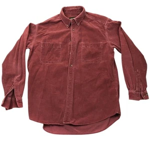 Eddie Bauer Men's Corduroy Shirt Large Long Sleeve Button Down Casual Red - Picture 1 of 9