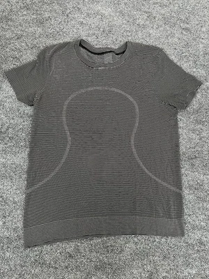 Lululemon Mujer Negro Blanco Rayas Manga Corta Top Sin Talla Etiqueta Talla 8? Foto 1 de 4