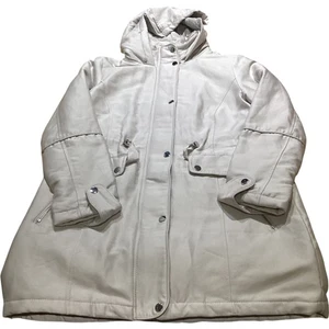 Next Petite Women's Coat Size 12P Beige Hooded Full Zip Button Pockets - Picture 1 of 7