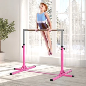Gymnastics Bar for Kids, Adjustable Height Kip Bar for Home, Pink - Picture 1 of 11