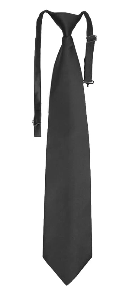 New Men's Black Long Tie Satin Pre-Tied Windsor Formal Wedding Groom Mason Prom - Image 1 of 1