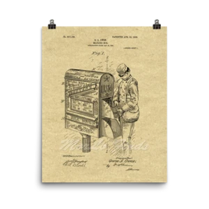 Cartel impreso arte patente postal vintage buzón 1905, 8x10 o 16x20 - Imagen 1 de 4