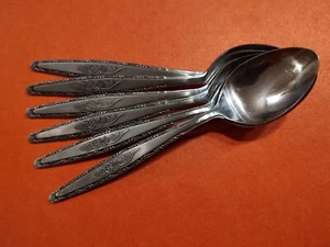 6 Stylecraft SYF2 T&N Stainless Japan Single Rose Teaspoons 6 3/8" FREE SHIP - Picture 1 of 4