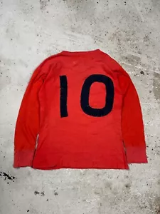 Vintage 50/60s Red Long Sleeve Jersey #10 Rare Soccer - Picture 1 of 16