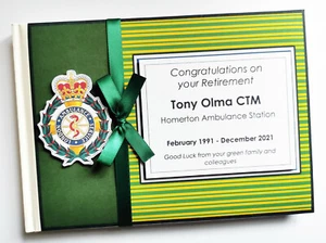 Personalised London ambulance retirement guest book, retirement gift - Picture 1 of 4