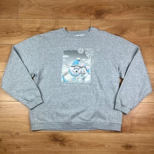 Vintage Disney Winnie The Pooh Grey Xmas Winter Jumper Sweater Size L Fits XL - Picture 1 of 5