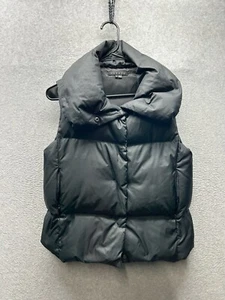 Theory Vest Womens Size Small Black Cropped Puffer City Down Puffer Snap Button - Picture 1 of 18