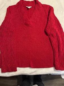 Coldwater Creek Damen Langarm Pullover Größe L (14-16) rot - Bild 1 von 5