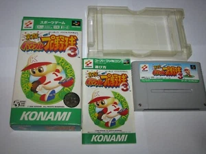 Jikkyou Powerful Pro Yakyuu 3 Super Famicom Japan import Box + Manual US Seller - Picture 1 of 12
