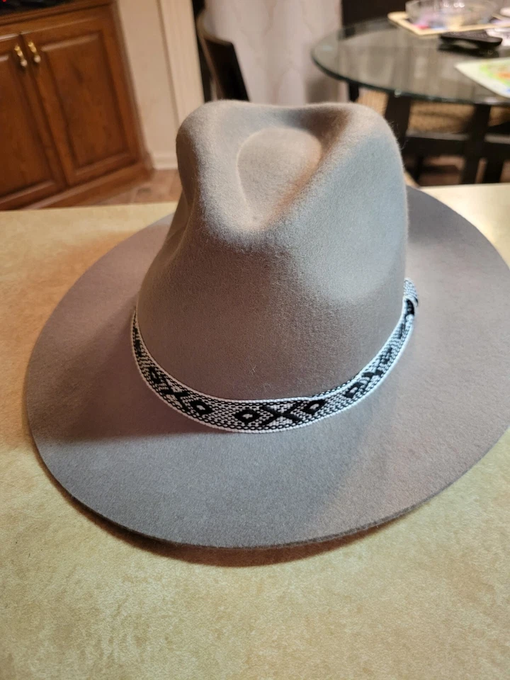 Sombrero D&Y David & Young 100% Lana Tostado Oscuro Acento Marrón Panamá Estilo Boho Festival Foto 1 de 4