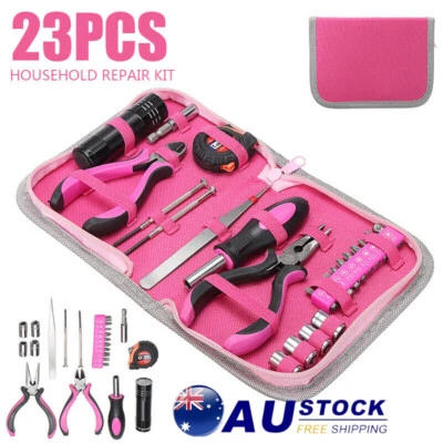 23pcs Pink Household Tool Set Hand Tool Kit Set Gril Lady Women Home DIY Tools - image 1 of 4
