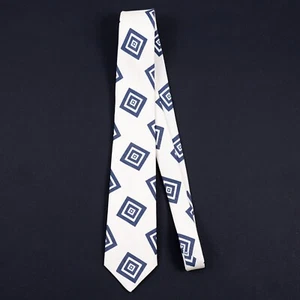 Luigi Borrelli White-Navy Foulard Jacquard Print Silk Tie Narrow 2 5/8" Width - Picture 1 of 3